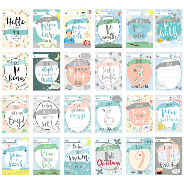 Personalised Puppy Milestone Moments Cards