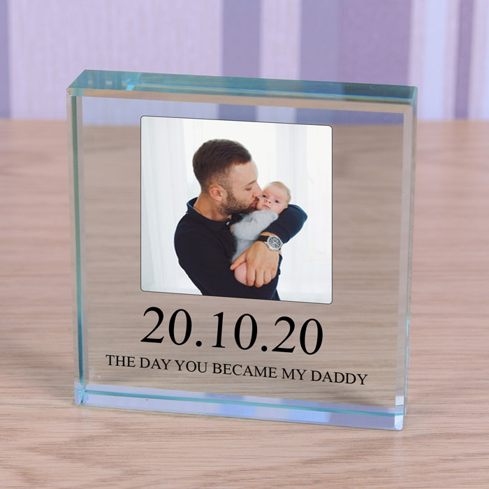 Personalised Glass New Daddy Photo Token
