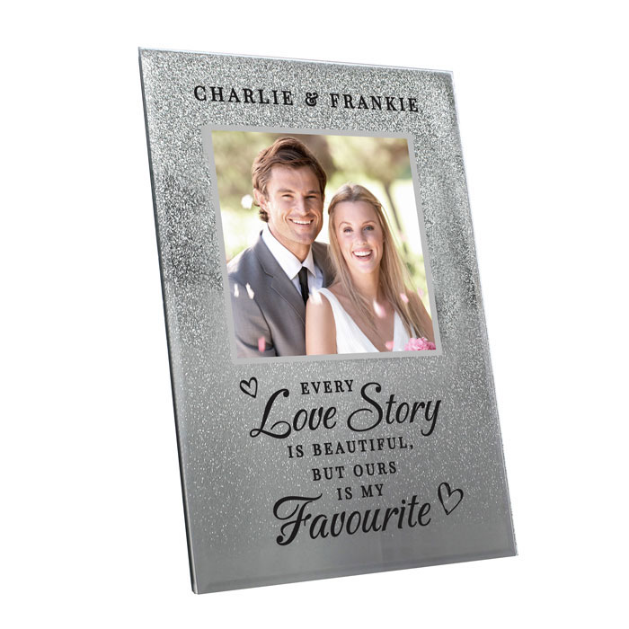 Personalised Every Love Story 4x4 Glitter Glass Photo Frame
