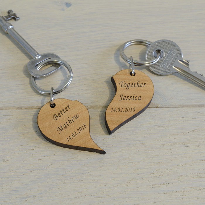 Personalised Wooden Key Ring Better Together