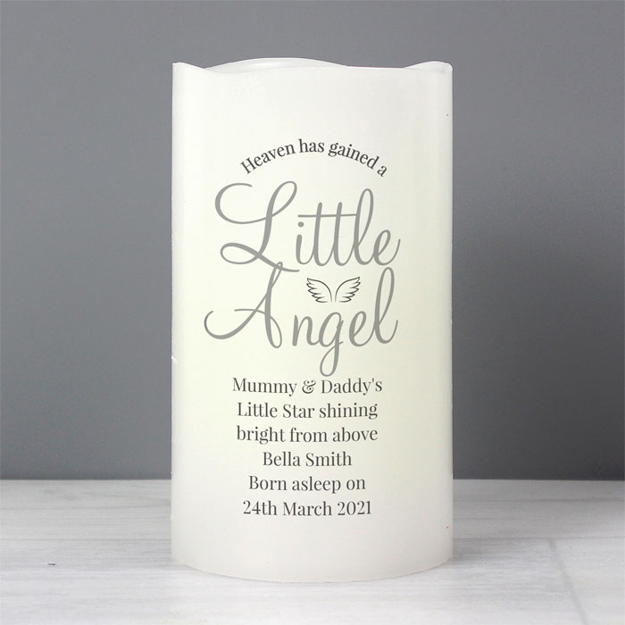 Personalised Little Angel Baby Memorial LED Candle