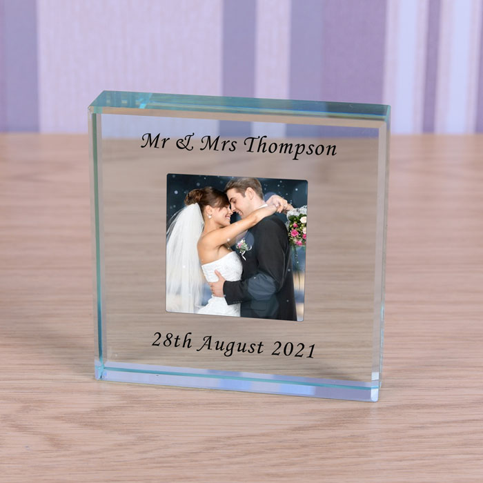 Personalised Glass Token Photo Upload With Message