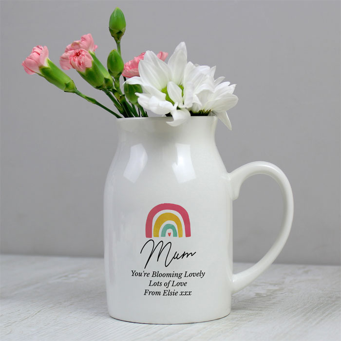 Personalised Ceramic Rainbow Flower Jug