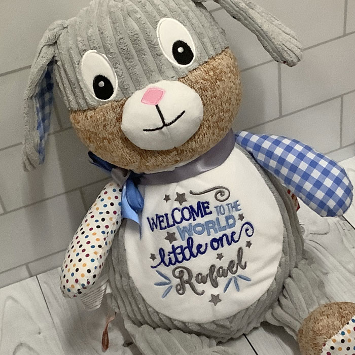 Personalised Cubbies Clovis Brampton Bunny Blue Soft Toy