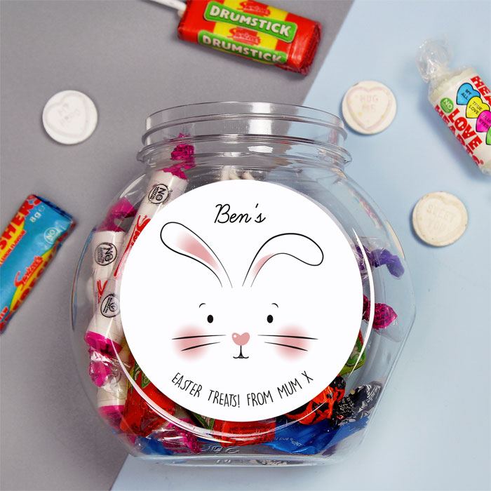 Personalised Bunny Face Sweets Jar