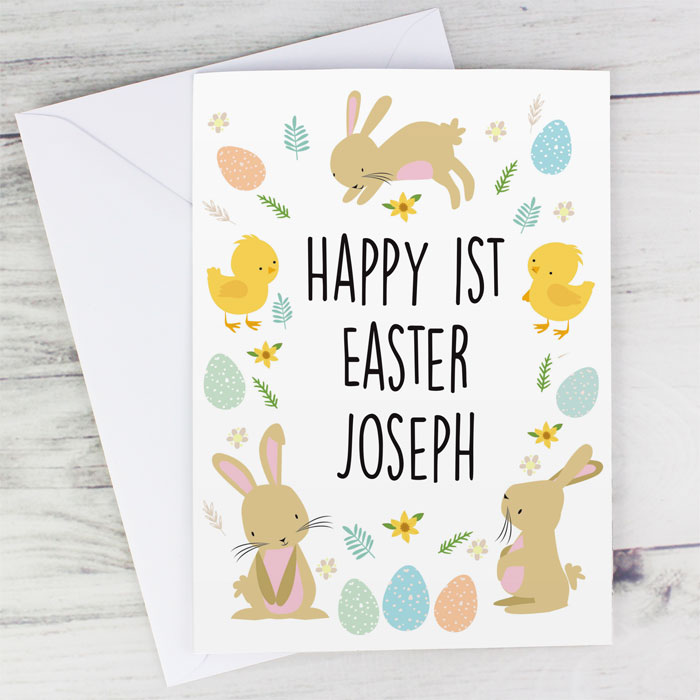 Personalised Easter Bunny & Chick Card