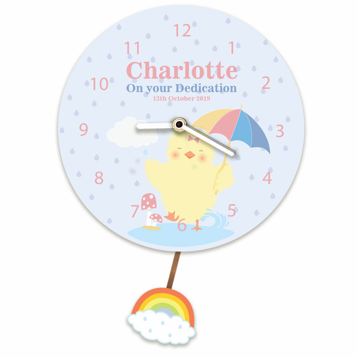 Baby Girls Personalised Silent Tick Chick Clock