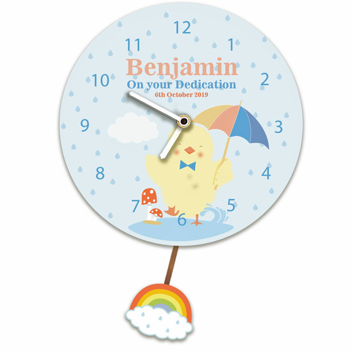 Baby Boys Personalised Silent Tick Chick Clock