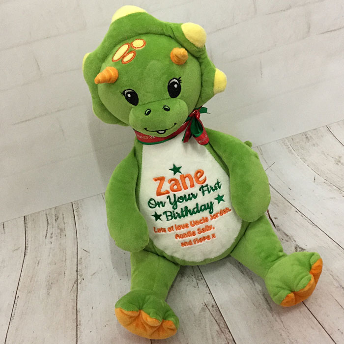 Personalised Green Cubbies Dinosaur Teddy