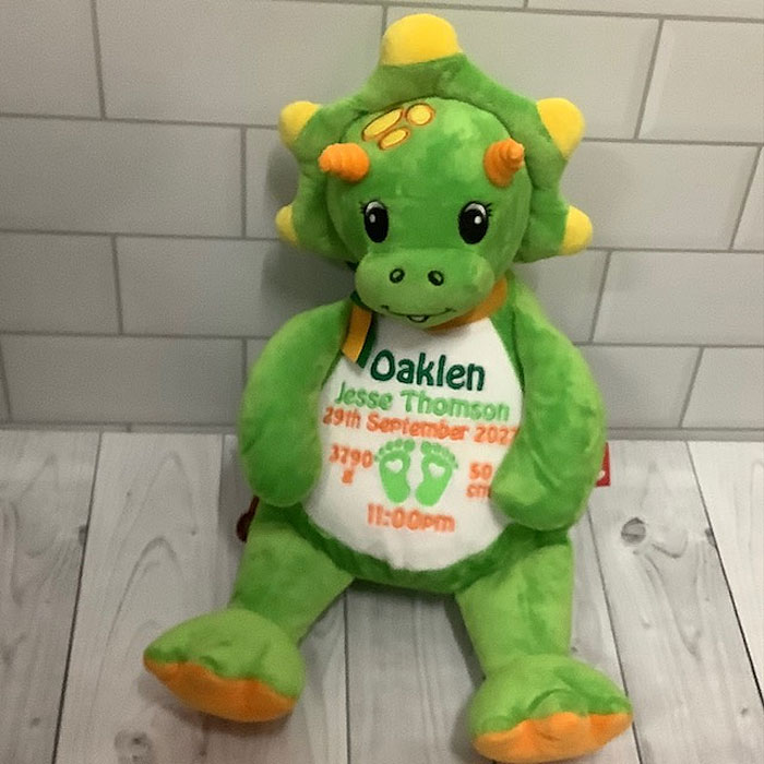 Personalised Green Cubbies Dinosaur Teddy