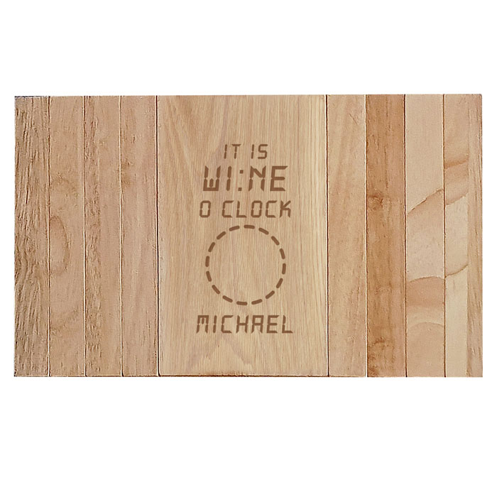 Personalised Its Wine O Clock Wooden Sofa Tray