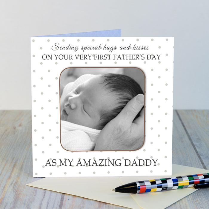 First Fathers Day Coaster Card Special Hugs and Kisses