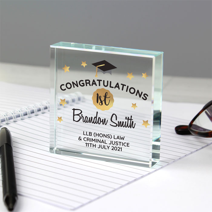 Personalised Congratulations Graduation Glass Token