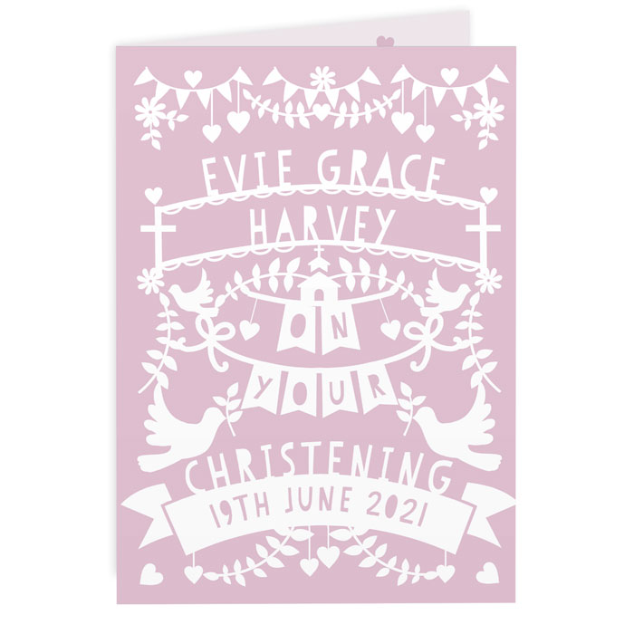 Personalised Pink Paper Cut Style Card