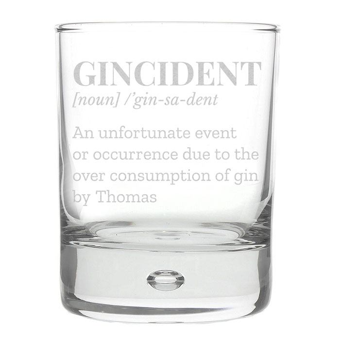 Personalised Gincident Tumbler Bubble Glass