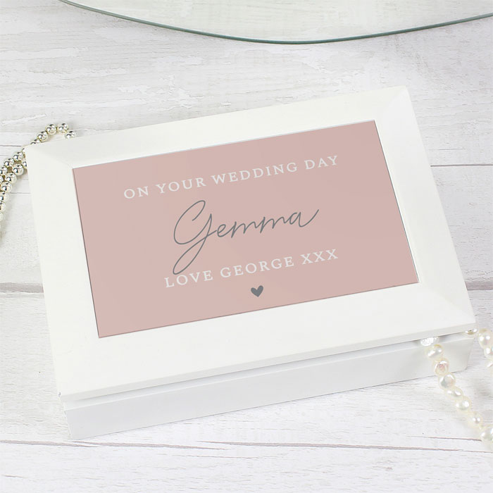 Personalised Pink Wooden Jewellery Box