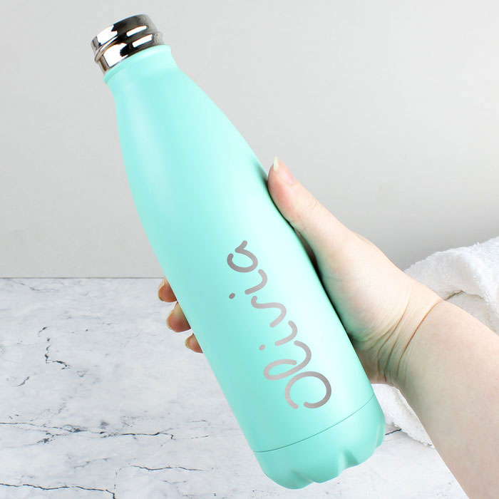 Personalised Name Only Metal Mint Green Water Bottle