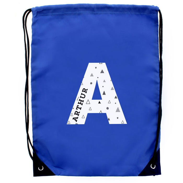 Personalised Initial Blue PE School Kit Bag