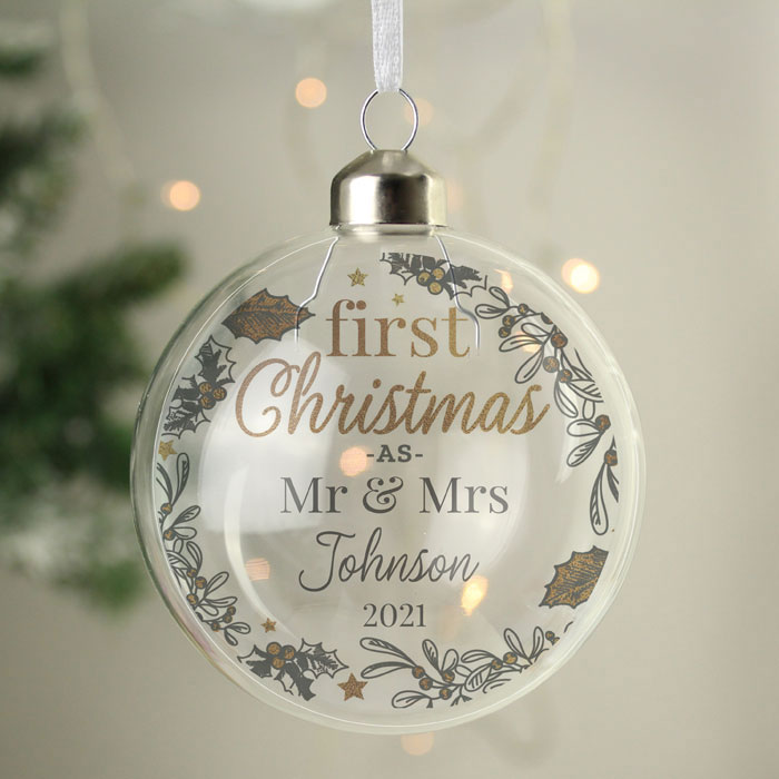 Personalised First Christmas As Glass Bauble