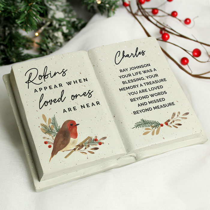 Personalised Robins Appear Christmas Memorial Book