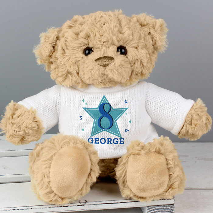 Personalised Blue Big Age Teddy Bear