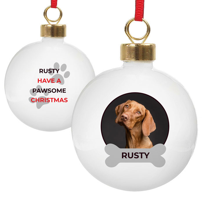 Personalised Merry Woof Mas Dog Christmas Tree Bauble