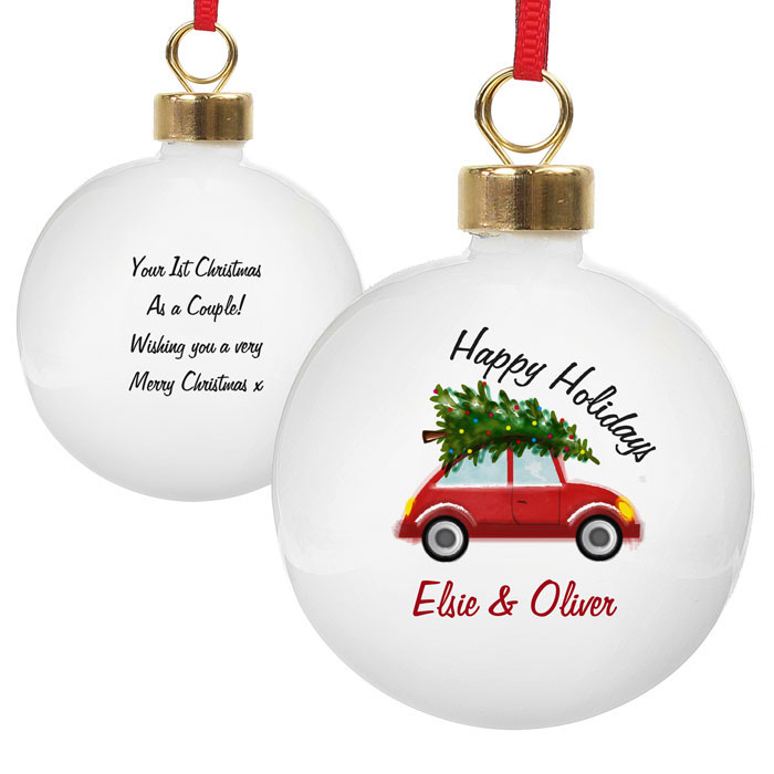 Personalised Driving Home For Christmas Bauble