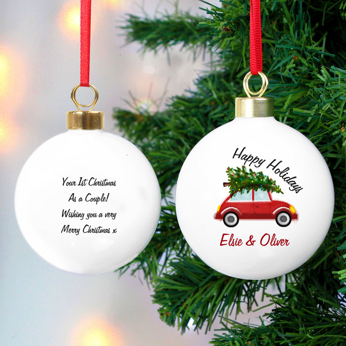 Personalised Driving Home For Christmas Bauble