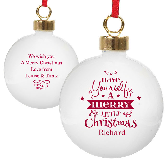 Personalised Merry Little Christmas Bauble