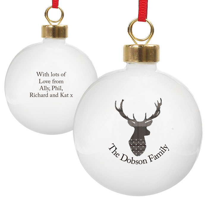 Personalised Highland Stag Traditional Bauble