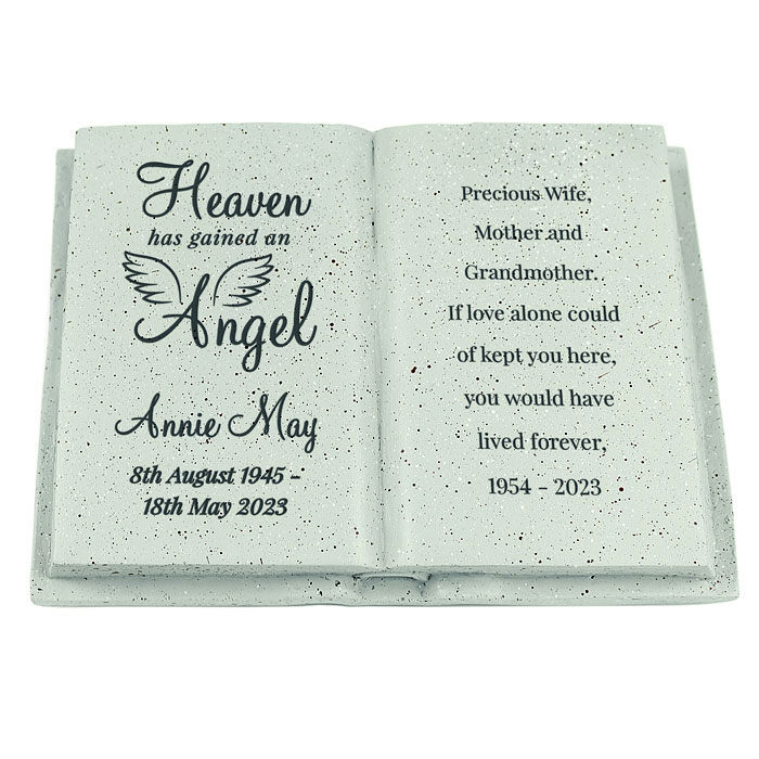 Personalised Angel Memorial Book Graveside Ornament