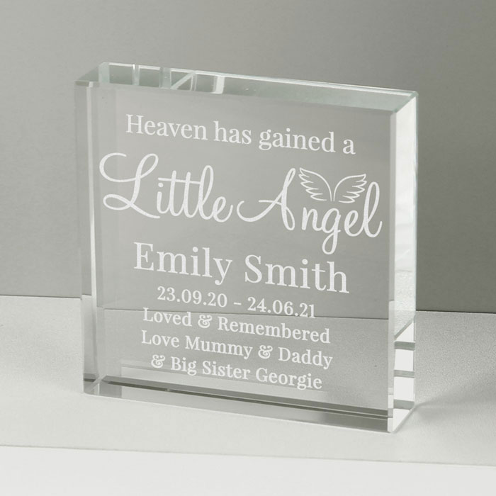 Personalised Little Angel Large Crystal Memorial Token