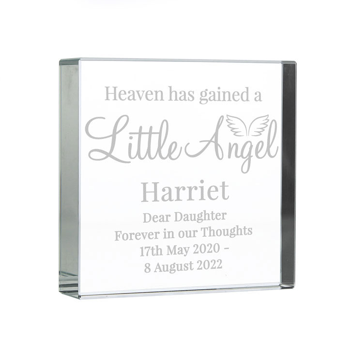Personalised Little Angel Large Crystal Memorial Token
