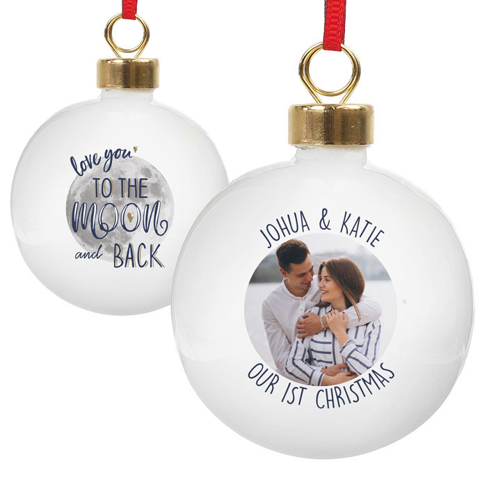 I Love You to the moon & back photo bauble