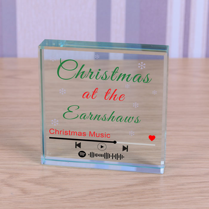 Personalised Glass Token With Christmas Music Playlist
