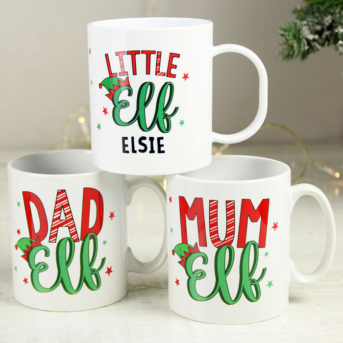Personalised Dad Elf Ceramic Christmas Mug