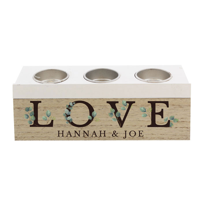 Personalised Botanical Love Triple Tea Light Box