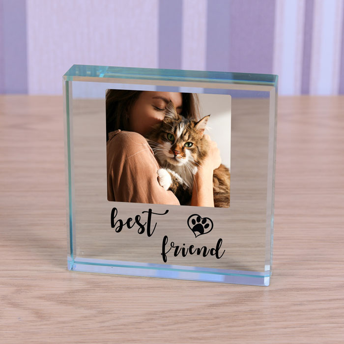 Pet Memorial Glass Photo Block Best Friend