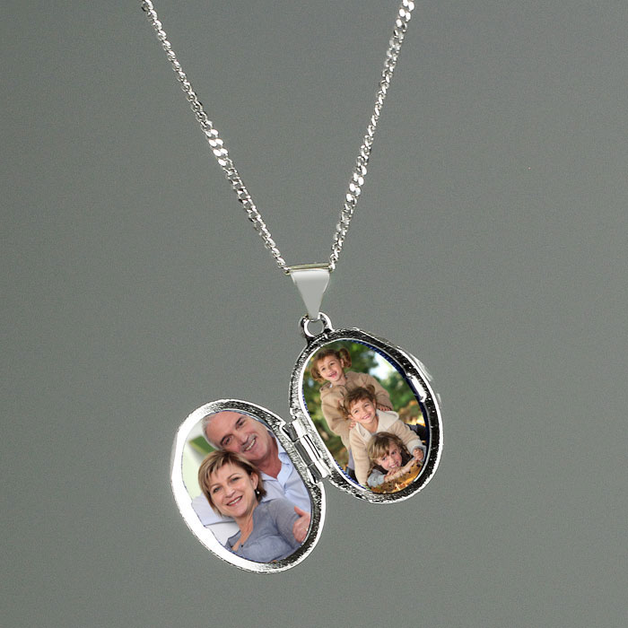 Personalised Sterling Silver Oval Locket Necklace