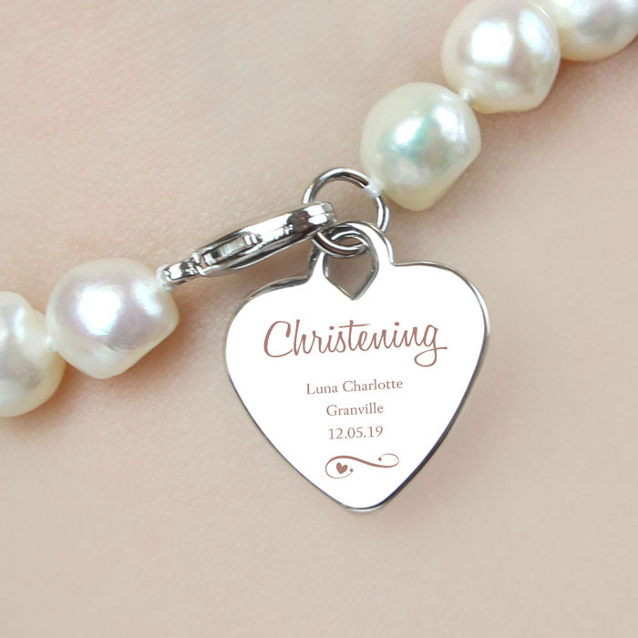 Personalised Christening White Freshwater Pearl Bracelet