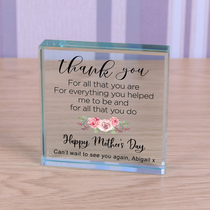 Personalised Glass Token Happy Mothers Day Thank You