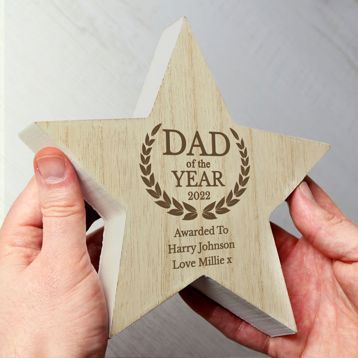 Personalised Dad of the Year Wooden Star