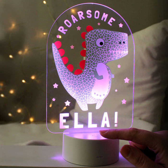 Personalised Roarsome Dinosaur Colour Changing Night Light