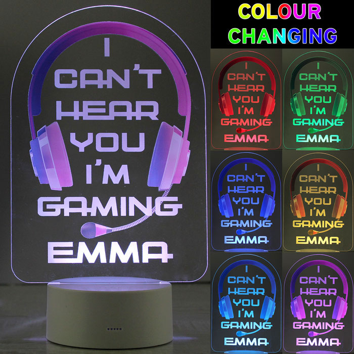 Personalised Pink Gaming LED Colour Changing Light