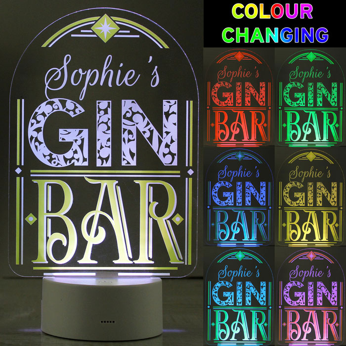 Personalised Gin Bar LED Colour Changing Sign