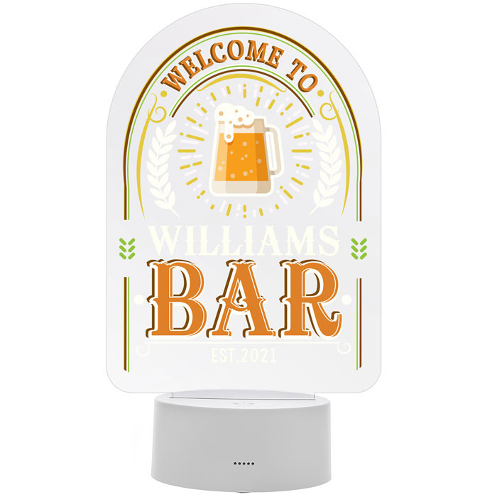 Personalised Bar Welcome Sign LED Colour Changing Light
