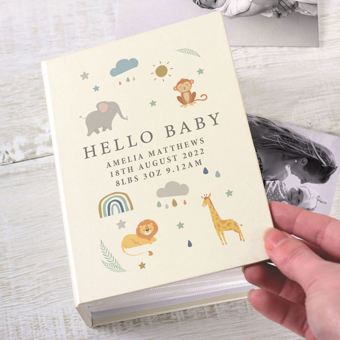 Personalised Zoo Animals 6x4 Baby Photo Album with Sleeves