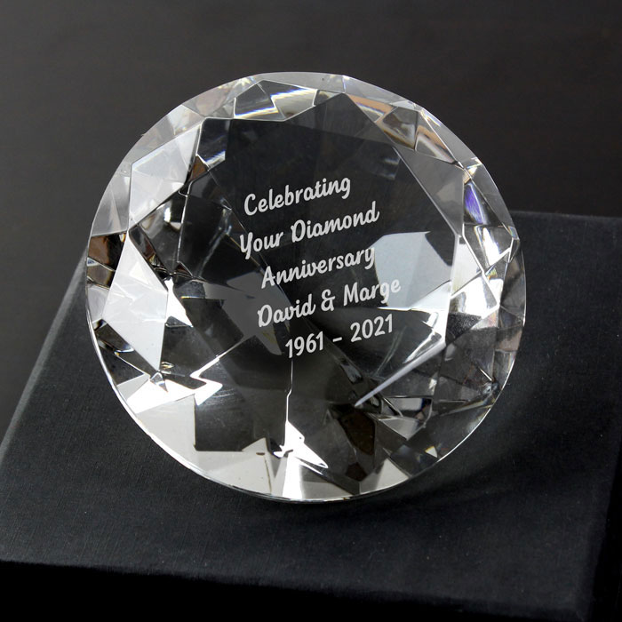 Personalised Diamond Cut Glass Paperweight
