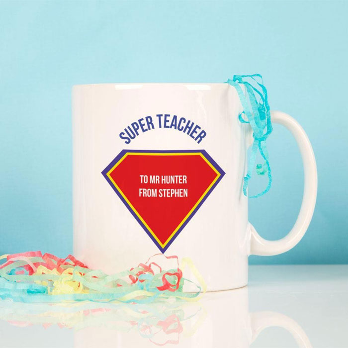Personalised Super Hero Ceramic Teacher Mug