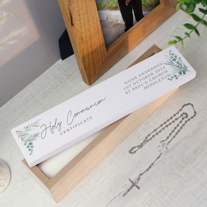 Personalised Botanical Wooden Shabby Chic Certificate Holder